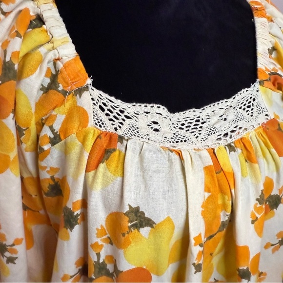 Artelier Nicole Miller | Linen Boho Orange & Lemon Tunic | Sz S - Picture 7 of 10
